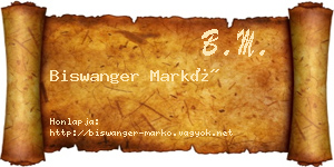 Biswanger Markó névjegykártya